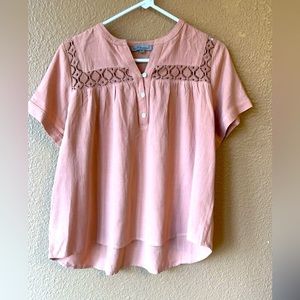 NWOT Wishlist Henley Linen Blend Blouse Small